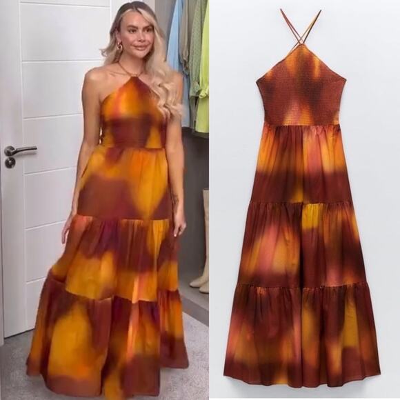 ZARA BLOGGER FAVORITE TIE DYE PRINTED DRESS - Picture 2 of 8